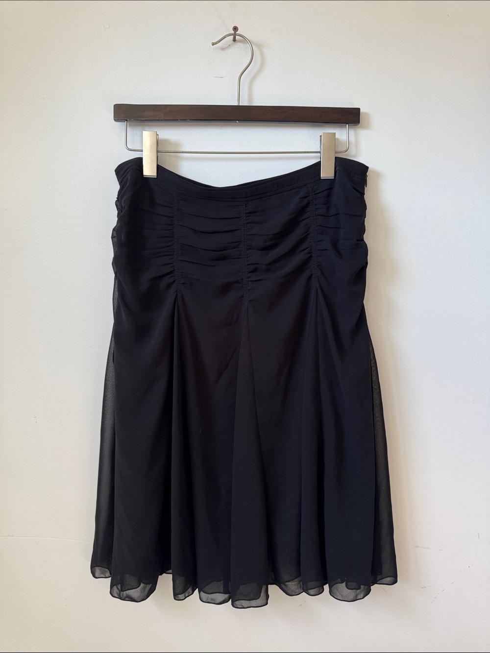 Black Ruched Midi Skirt